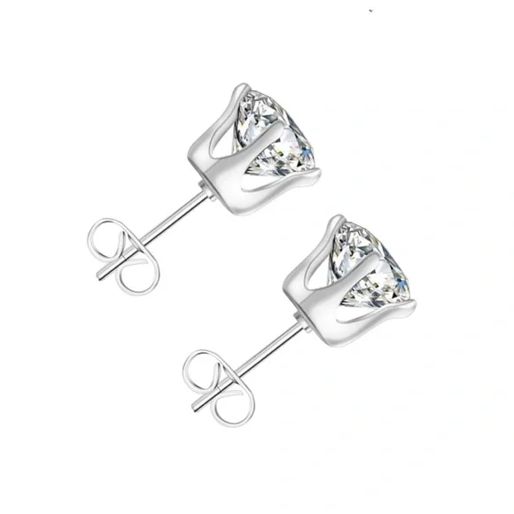 7mm Clear CZ Stud Earrings | Stainless Steel Hypoallergenic - Picture 4 of 4